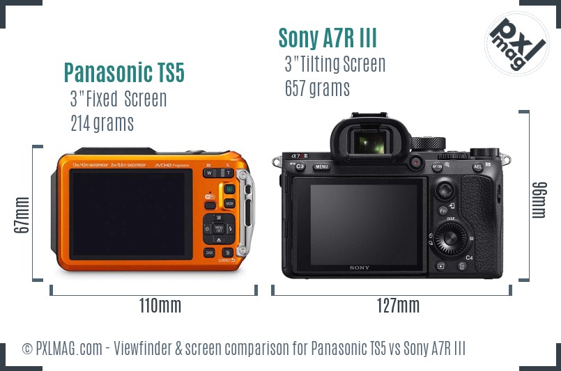 Panasonic TS5 vs Sony A7R III Screen and Viewfinder comparison