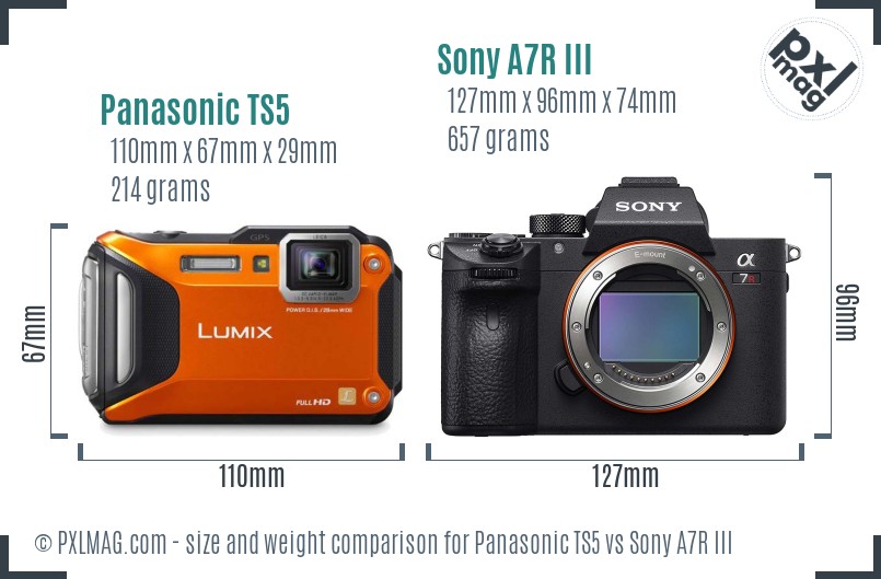 Panasonic TS5 vs Sony A7R III size comparison Panasonic TS5 vs Sony A7R III size comparison