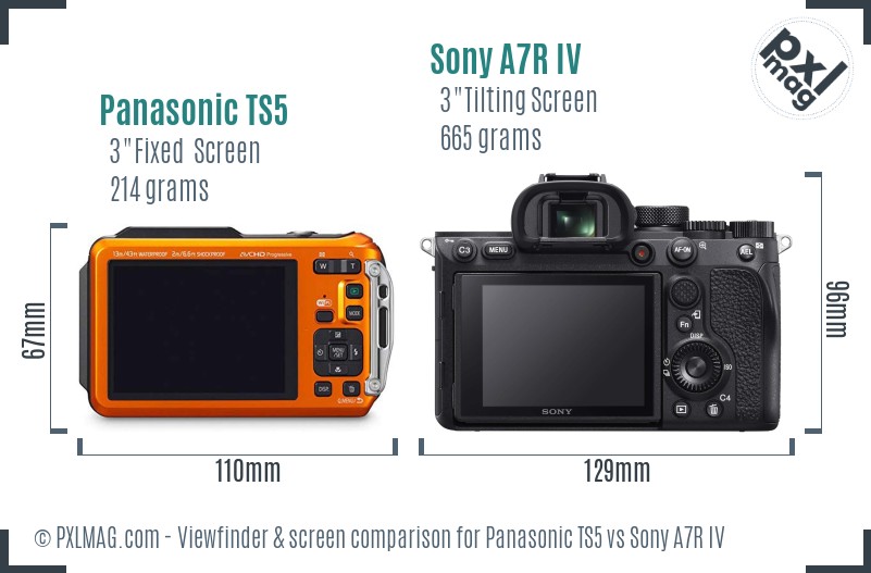 Panasonic TS5 vs Sony A7R IV Screen and Viewfinder comparison