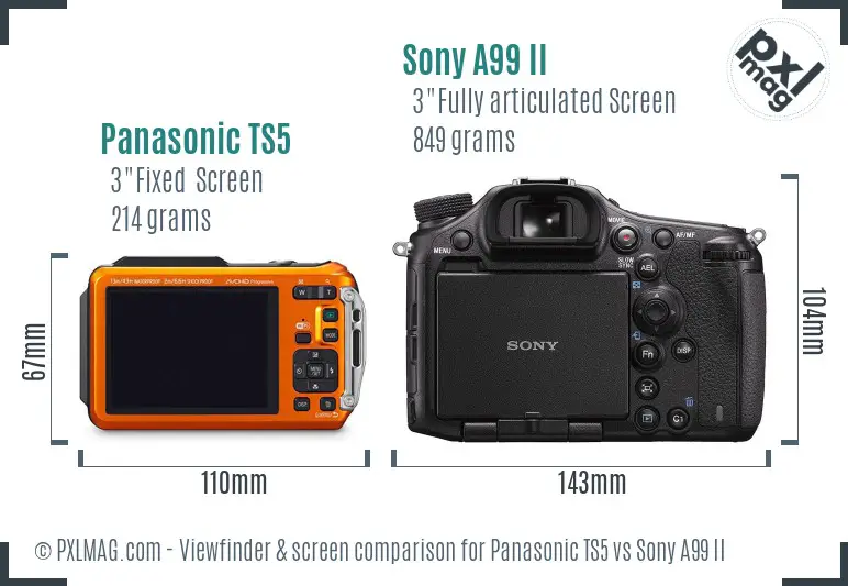 Panasonic TS5 vs Sony A99 II Screen and Viewfinder comparison Panasonic TS5 vs Sony A99 II Screen and Viewfinder comparison