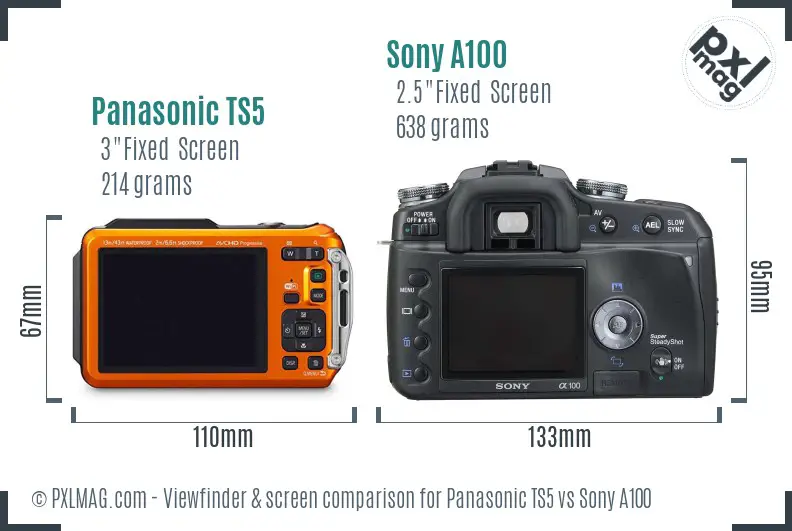 Panasonic TS5 vs Sony A100 Screen and Viewfinder comparison Panasonic TS5 vs Sony A100 Screen and Viewfinder comparison