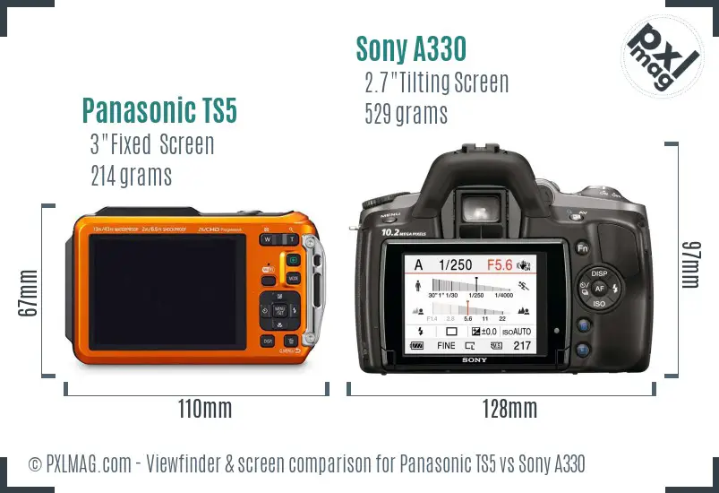 Panasonic TS5 vs Sony A330 Screen and Viewfinder comparison