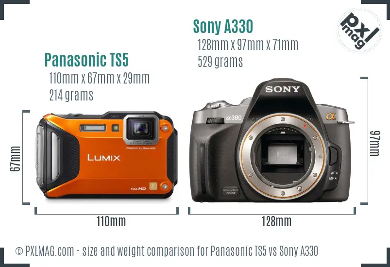 Panasonic TS5 vs Sony A330 size comparison