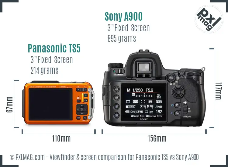 Panasonic TS5 vs Sony A900 Screen and Viewfinder comparison