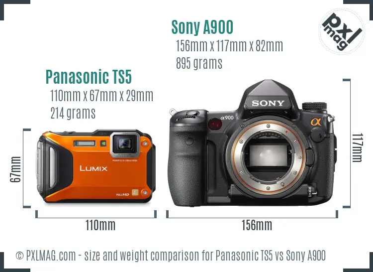 Panasonic TS5 vs Sony A900 size comparison