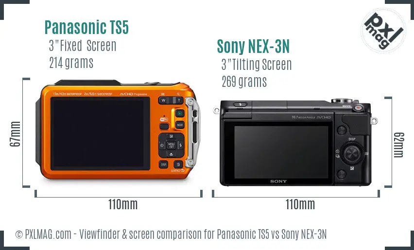 Panasonic TS5 vs Sony NEX-3N Screen and Viewfinder comparison Panasonic TS5 vs Sony NEX-3N Screen and Viewfinder comparison