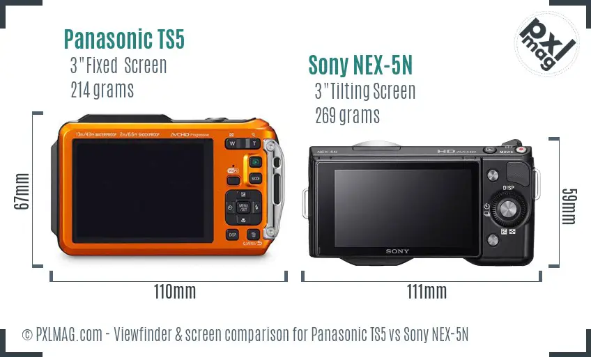 Panasonic TS5 vs Sony NEX-5N Screen and Viewfinder comparison