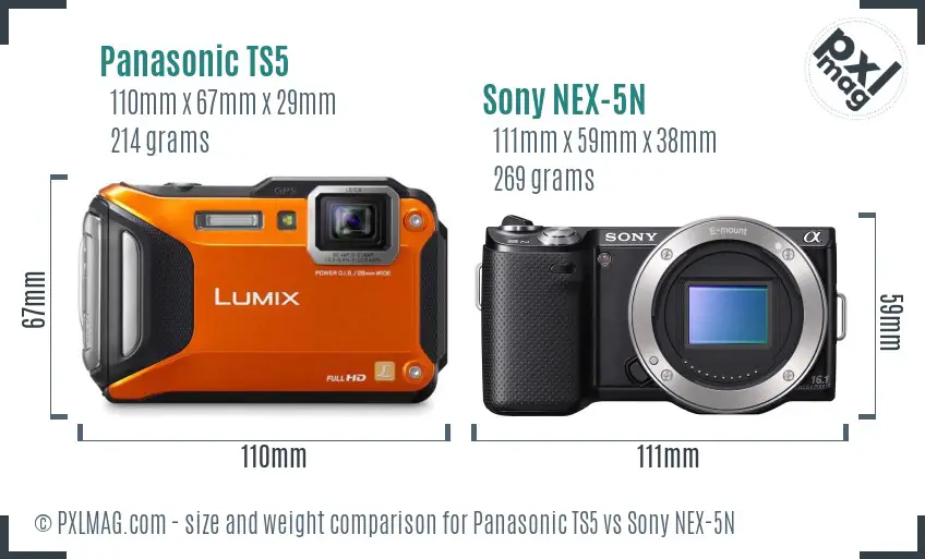 Panasonic TS5 vs Sony NEX-5N size comparison