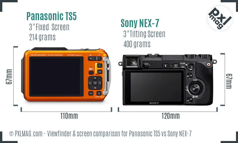 Panasonic TS5 vs Sony NEX-7 Screen and Viewfinder comparison