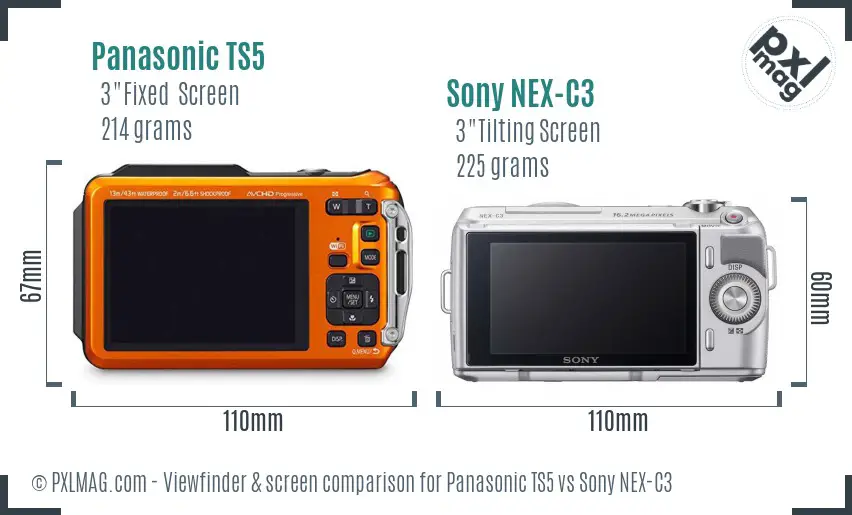 Panasonic TS5 vs Sony NEX-C3 Screen and Viewfinder comparison Panasonic TS5 vs Sony NEX-C3 Screen and Viewfinder comparison