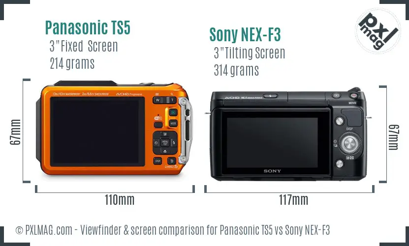 Panasonic TS5 vs Sony NEX-F3 Screen and Viewfinder comparison