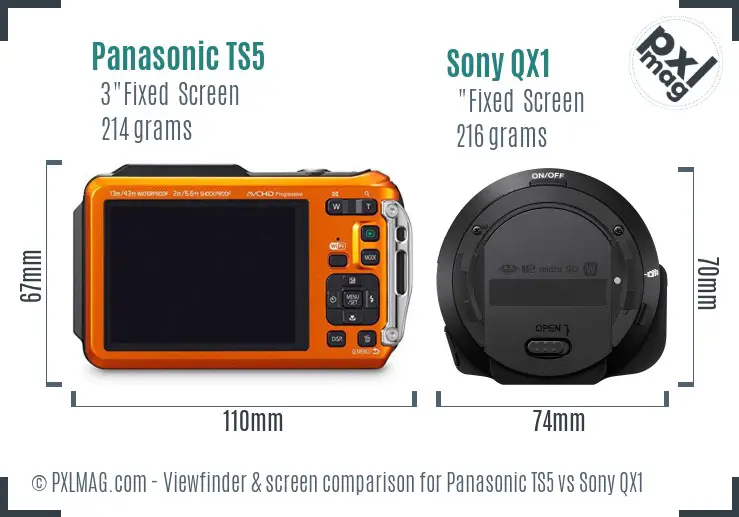 Panasonic TS5 vs Sony QX1 Screen and Viewfinder comparison Panasonic TS5 vs Sony QX1 Screen and Viewfinder comparison