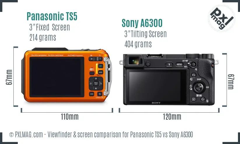 Panasonic TS5 vs Sony A6300 Screen and Viewfinder comparison