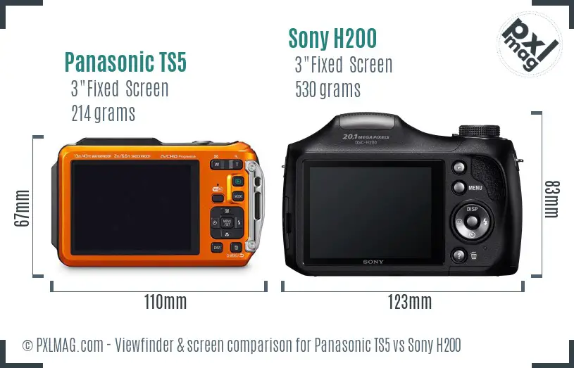 Panasonic TS5 vs Sony H200 Screen and Viewfinder comparison