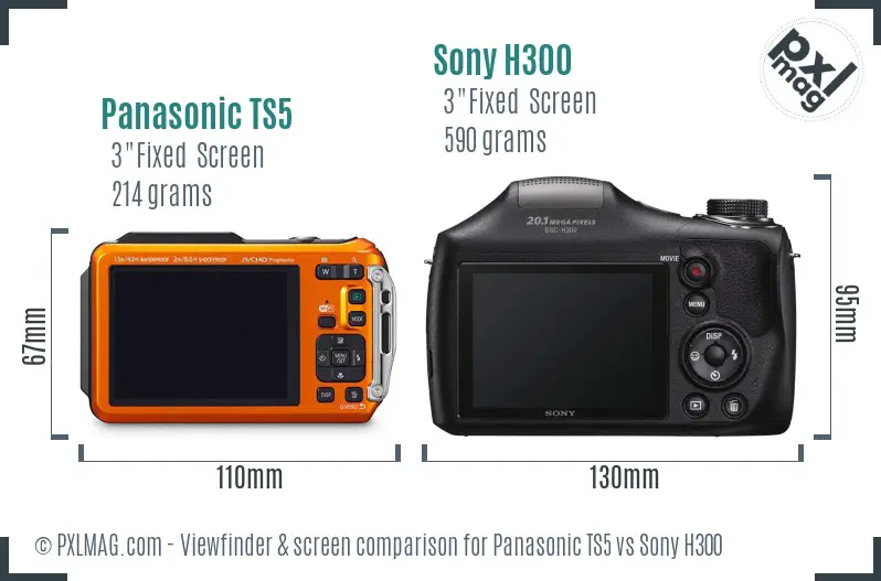 Panasonic TS5 vs Sony H300 Screen and Viewfinder comparison