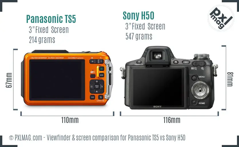 Panasonic TS5 vs Sony H50 Screen and Viewfinder comparison