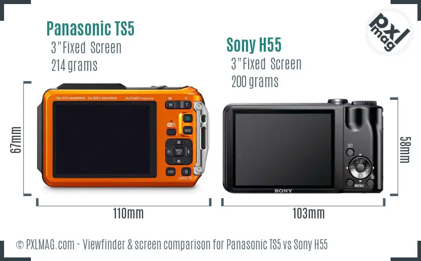 Panasonic TS5 vs Sony H55 Screen and Viewfinder comparison