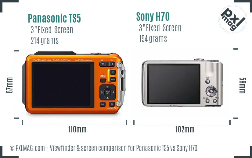 Panasonic TS5 vs Sony H70 Screen and Viewfinder comparison