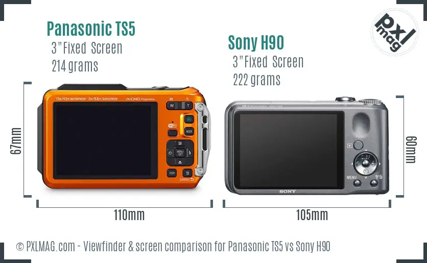 Panasonic TS5 vs Sony H90 Screen and Viewfinder comparison