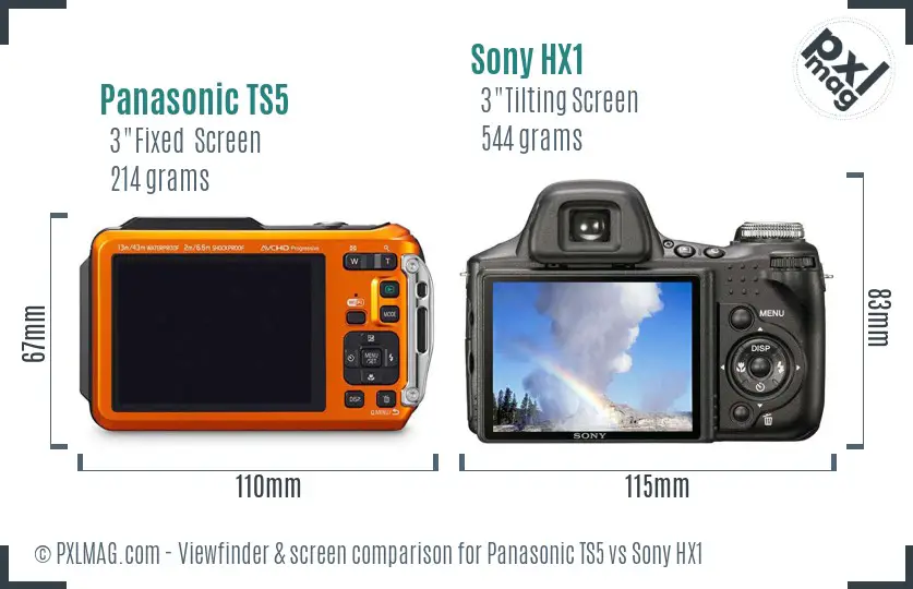 Panasonic TS5 vs Sony HX1 Screen and Viewfinder comparison