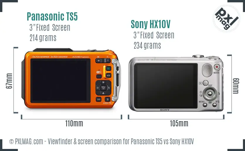 Panasonic TS5 vs Sony HX10V Screen and Viewfinder comparison