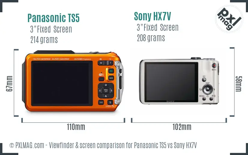 Panasonic TS5 vs Sony HX7V Screen and Viewfinder comparison