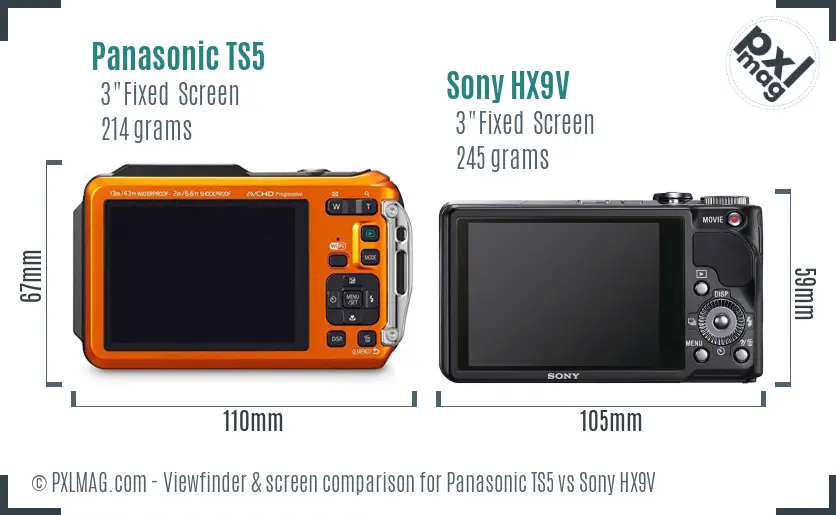 Panasonic TS5 vs Sony HX9V Screen and Viewfinder comparison Panasonic TS5 vs Sony HX9V Screen and Viewfinder comparison