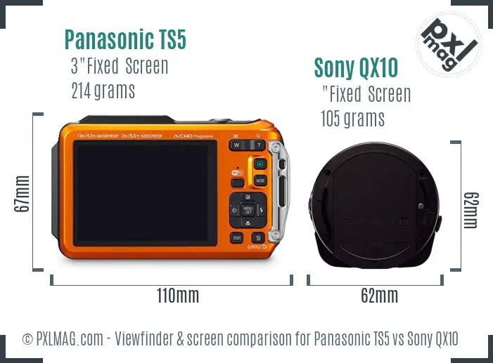 Panasonic TS5 vs Sony QX10 Screen and Viewfinder comparison