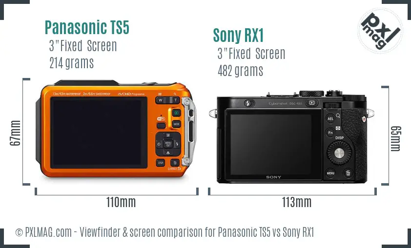 Panasonic TS5 vs Sony RX1 Screen and Viewfinder comparison