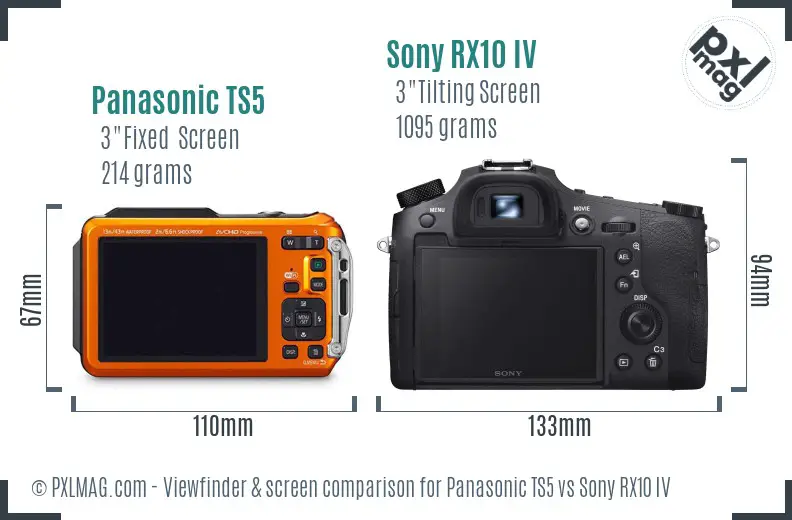 Panasonic TS5 vs Sony RX10 IV Screen and Viewfinder comparison