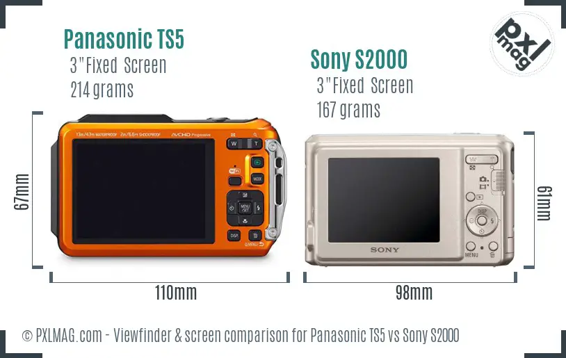 Panasonic TS5 vs Sony S2000 Screen and Viewfinder comparison Panasonic TS5 vs Sony S2000 Screen and Viewfinder comparison