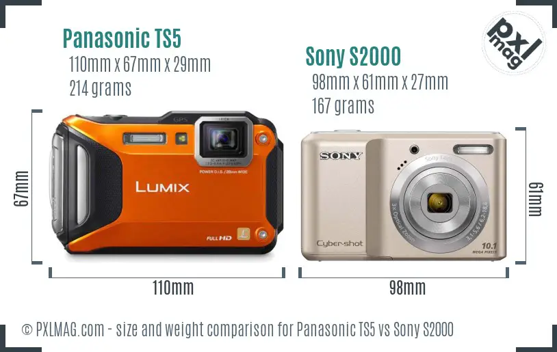 Panasonic TS5 vs Sony S2000 size comparison Panasonic TS5 vs Sony S2000 size comparison