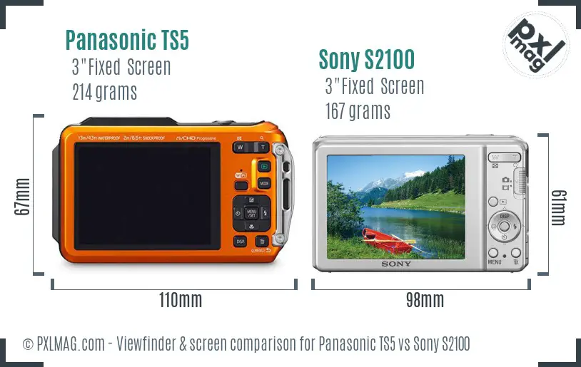 Panasonic TS5 vs Sony S2100 Screen and Viewfinder comparison Panasonic TS5 vs Sony S2100 Screen and Viewfinder comparison