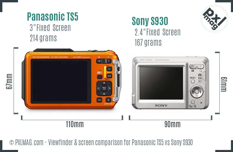 Panasonic TS5 vs Sony S930 Screen and Viewfinder comparison