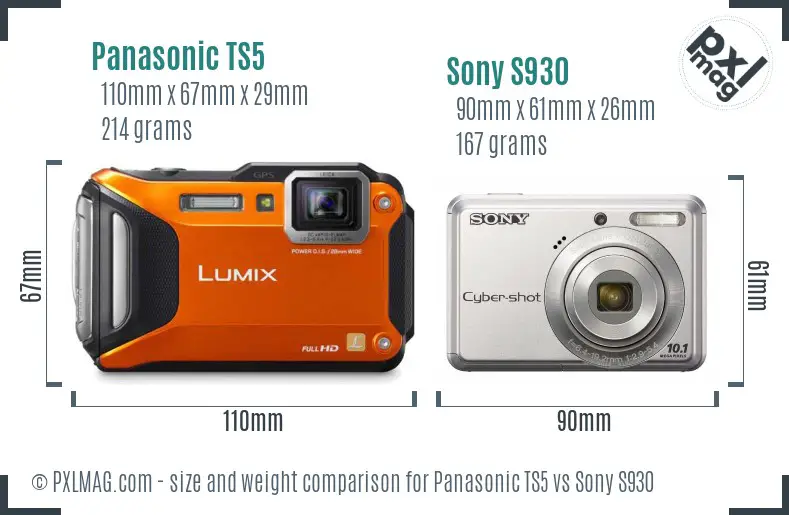 Panasonic TS5 vs Sony S930 size comparison