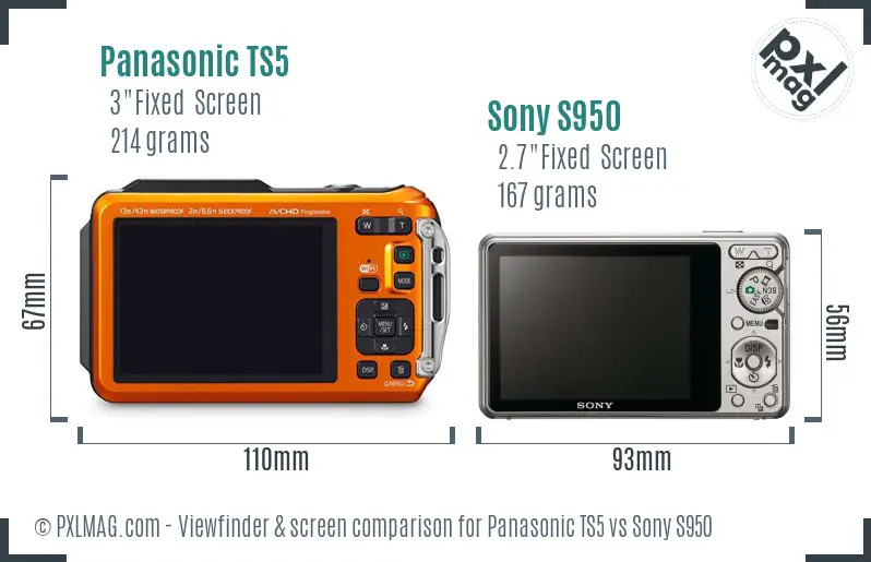 Panasonic TS5 vs Sony S950 Screen and Viewfinder comparison