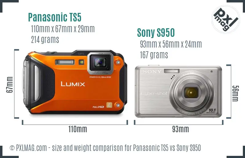 Panasonic TS5 vs Sony S950 size comparison