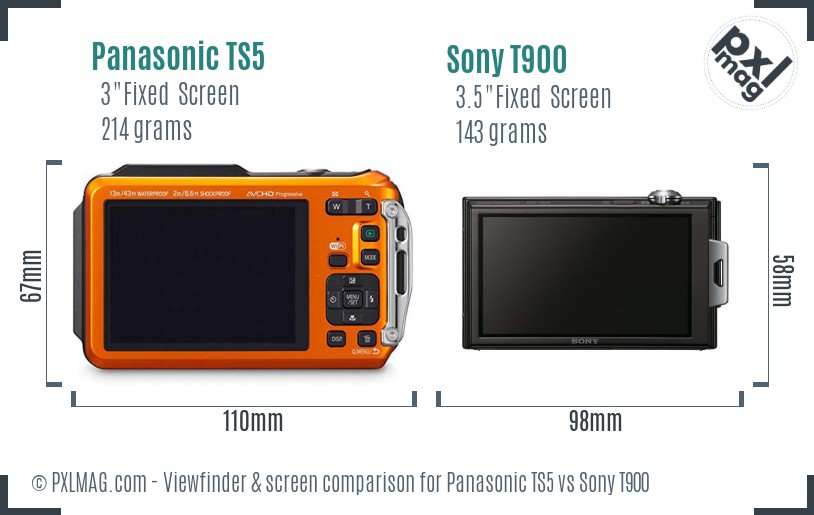 Panasonic TS5 vs Sony T900 Screen and Viewfinder comparison