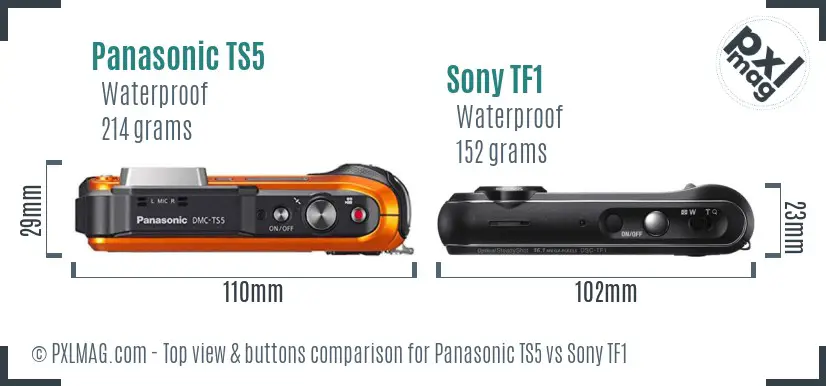 Panasonic TS5 vs Sony TF1 top view buttons comparison