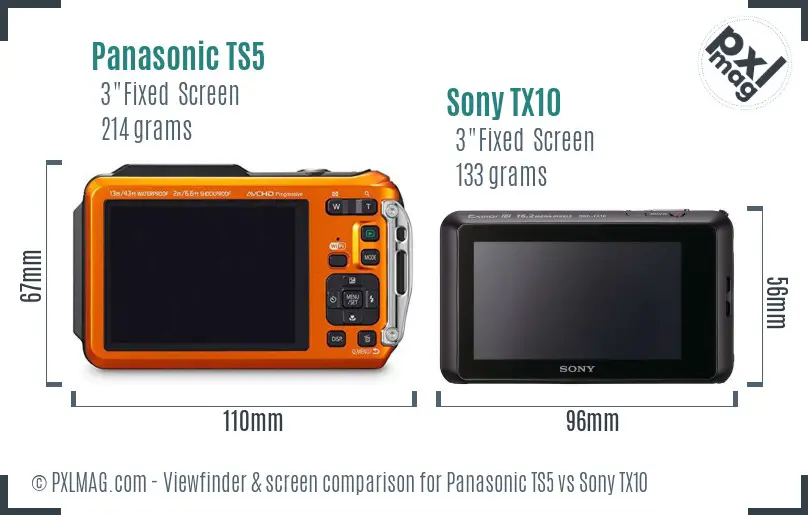 Panasonic TS5 vs Sony TX10 Screen and Viewfinder comparison