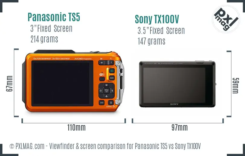 Panasonic TS5 vs Sony TX100V Screen and Viewfinder comparison Panasonic TS5 vs Sony TX100V Screen and Viewfinder comparison