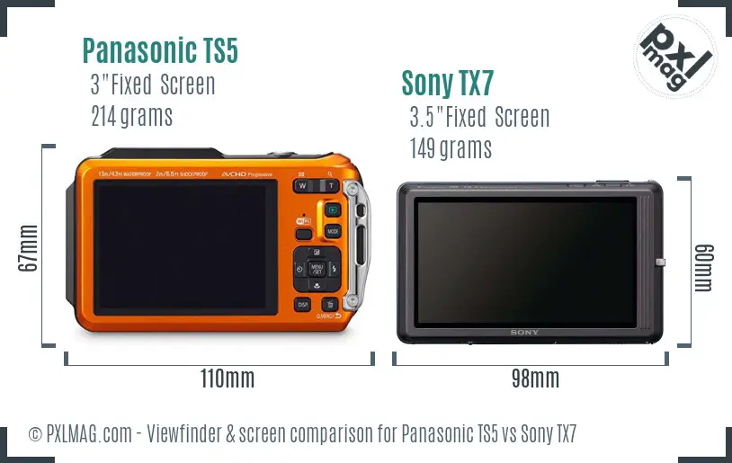 Panasonic TS5 vs Sony TX7 Screen and Viewfinder comparison