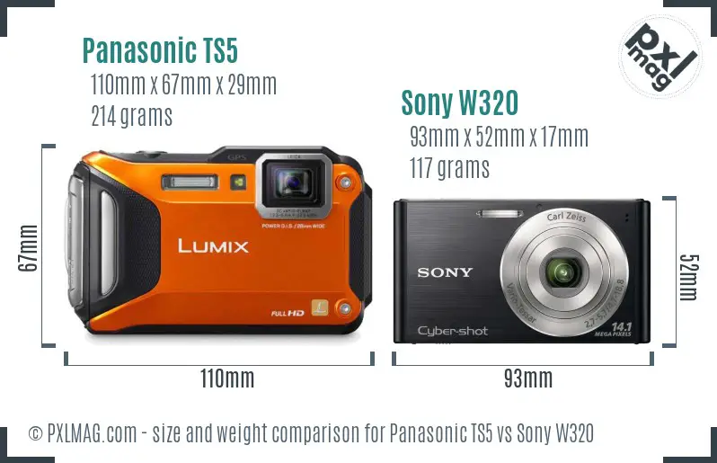 Panasonic TS5 vs Sony W320 size comparison Panasonic TS5 vs Sony W320 size comparison
