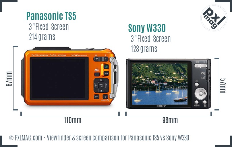 Panasonic TS5 vs Sony W330 Screen and Viewfinder comparison