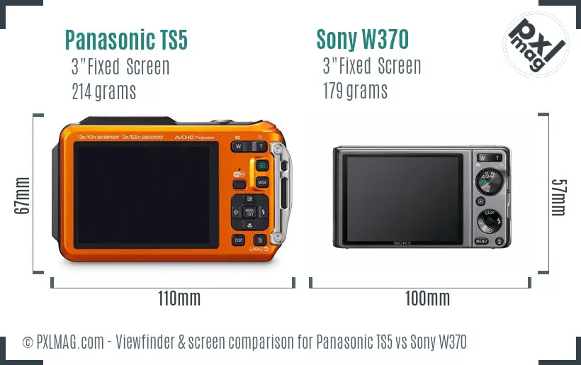 Panasonic TS5 vs Sony W370 Screen and Viewfinder comparison