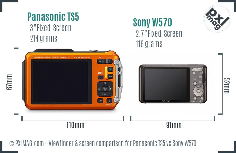 Panasonic TS5 vs Sony W570 Screen and Viewfinder comparison