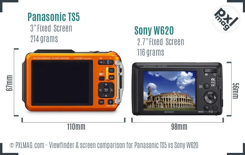 Panasonic TS5 vs Sony W620 Screen and Viewfinder comparison Panasonic TS5 vs Sony W620 Screen and Viewfinder comparison