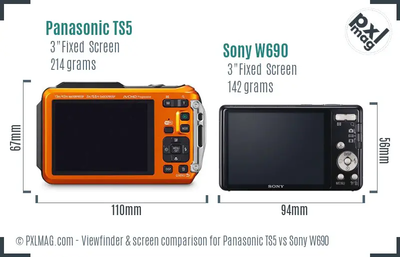 Panasonic TS5 vs Sony W690 Screen and Viewfinder comparison