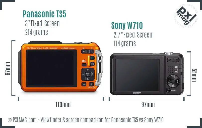 Panasonic TS5 vs Sony W710 Screen and Viewfinder comparison