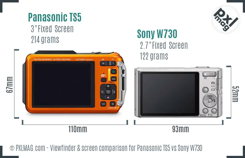 Panasonic TS5 vs Sony W730 Screen and Viewfinder comparison Panasonic TS5 vs Sony W730 Screen and Viewfinder comparison